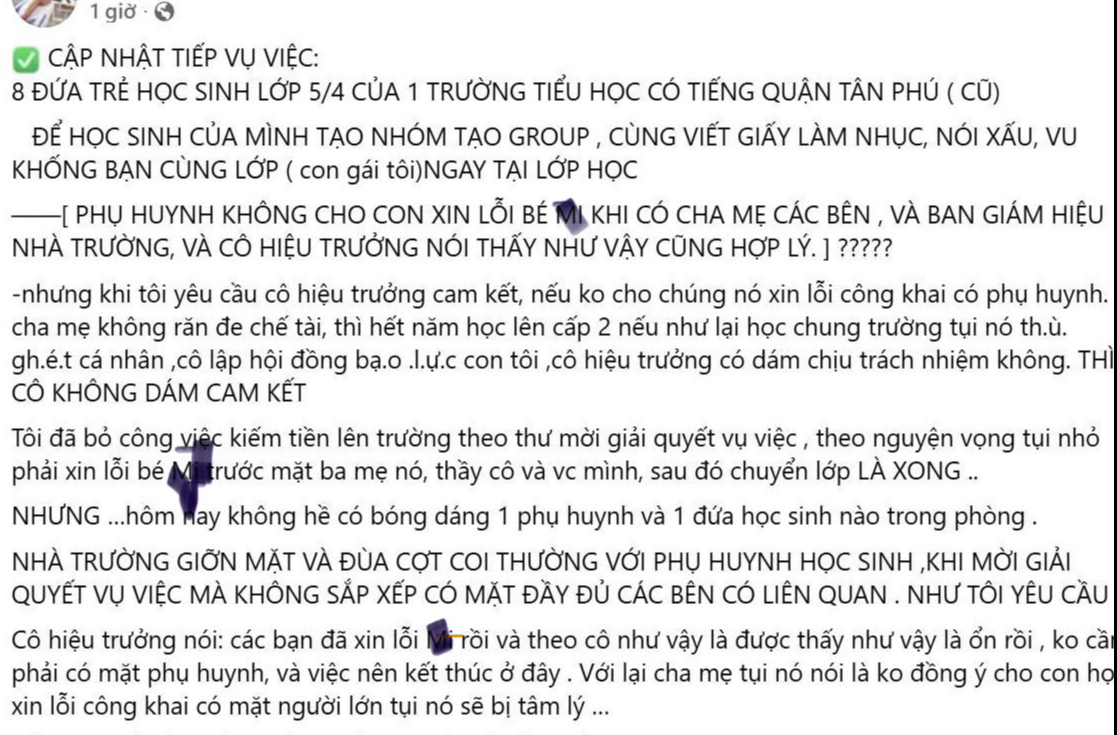 8 học sinh tiểu học lập nh&oacute;m n&oacute;i xấu, vu khống bạn c&ugrave;ng lớp: Nh&agrave; trường b&aacute;o c&aacute;o g&igrave;? - Ảnh 2.