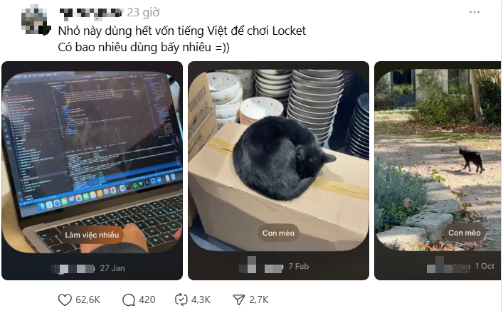 Kh&aacute;ch T&acirc;y d&ugrave;ng hết vốn liếng tiếng Việt để chơi Locket: Thấy sai sai nhưng sao viral thế n&agrave;y- Ảnh 1.