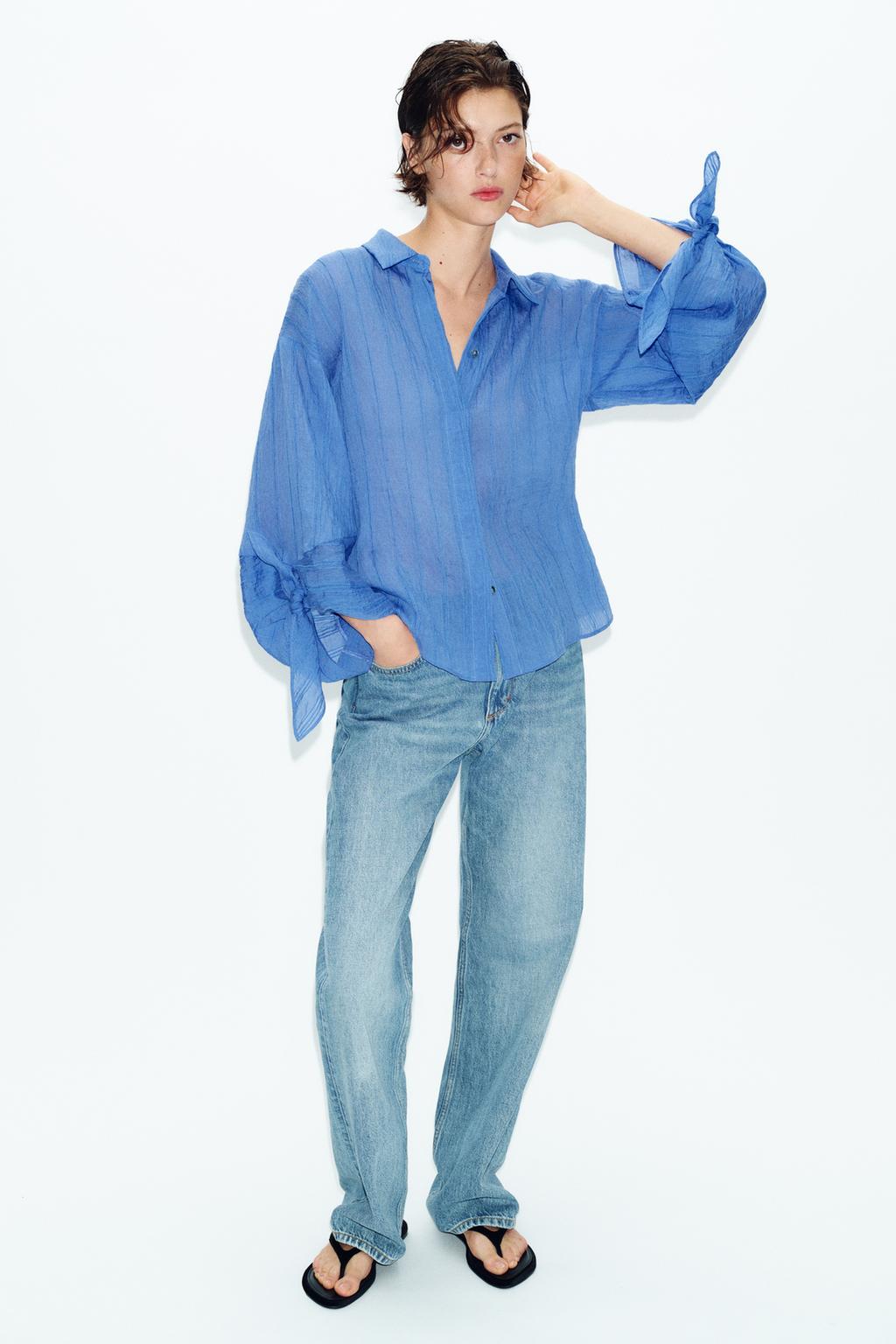 Kh&ocirc;ng cần cố: Chỉ sơ mi xanh v&agrave; quần ống rộng cũng đủ tạo thần th&aacute;i ri&ecirc;ng - Ảnh 10.