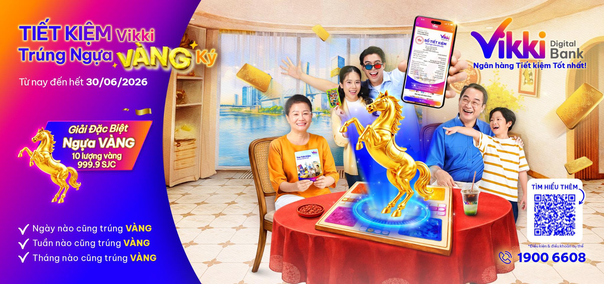 Tiết kiệm Vikki Tr&uacute;ng Ngựa V&agrave;ng k&yacute;: Cơ hội tr&uacute;ng giải đặc biệt Ngựa v&agrave;ng 10 lượng - Ảnh 1.