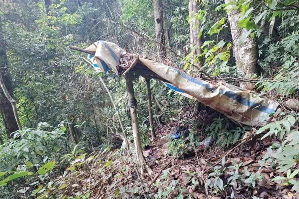 Hiện trường nơi ph&aacute;t hiện bộ xương người trong vườn quốc gia, h&eacute; lộ d&ograve;ng chữ ghi tr&ecirc;n &aacute;o- Ảnh 1.