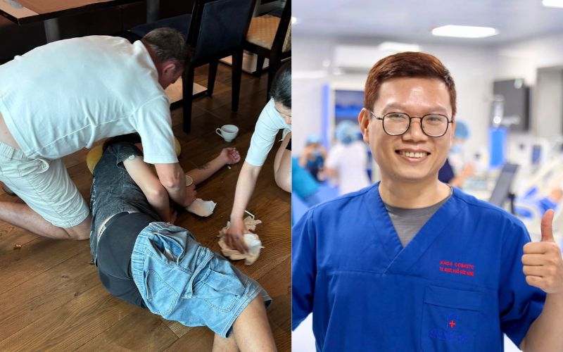 Nghẹt thở cảnh b&aacute;c sĩ Việt cứu người nước ngo&agrave;i bị co giật, t&iacute;m t&aacute;i giữa qu&aacute;n ăn
