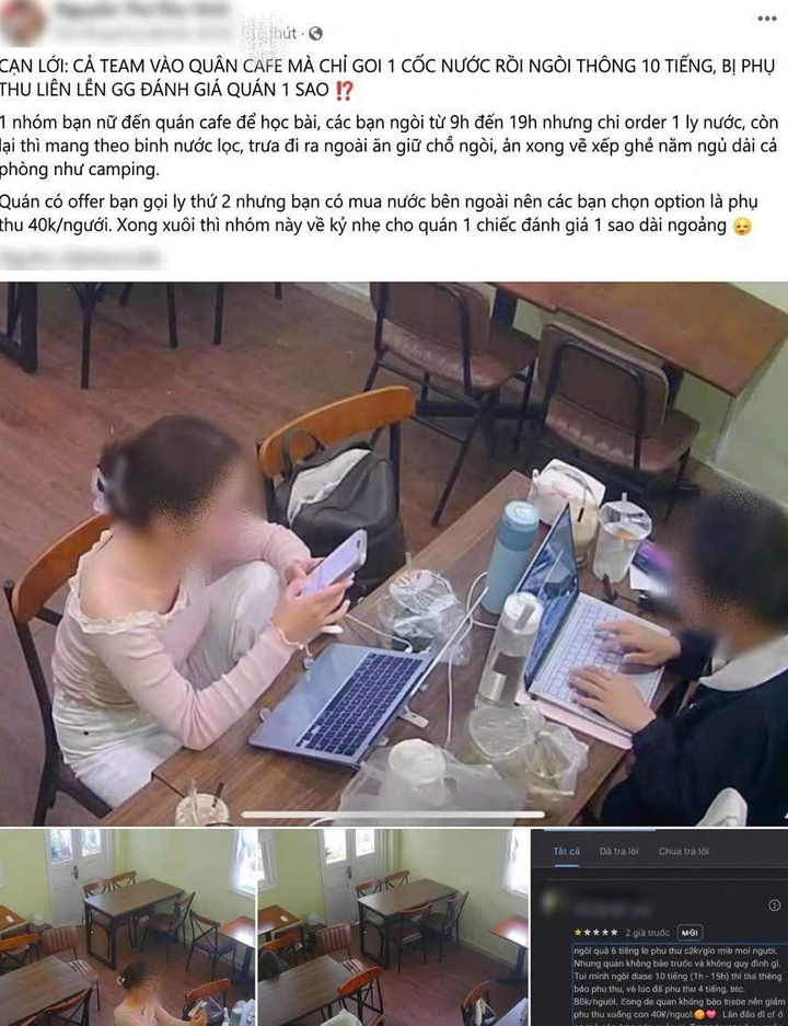 Sau b&agrave;i ngồi 10 tiếng gọi 1 cốc nước, bị phụ thu rồi chấm 1 sao: Qu&aacute;n tắt đ&egrave;n v&agrave; kh&ocirc;ng c&oacute; nh&acirc;n vi&ecirc;n phục vụ- Ảnh 1.
