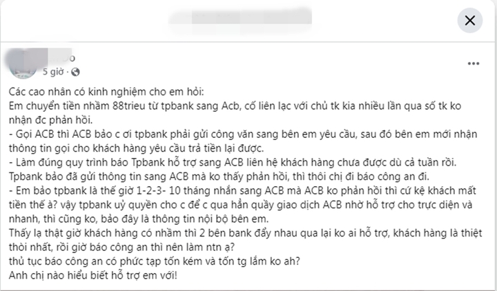 Chật vật đ&ograve;i lại tiền chuyển khoản nhầm ng&acirc;n h&agrave;ng, kh&aacute;ch h&agrave;ng n&ecirc;n l&agrave;m g&igrave;?- Ảnh 1.