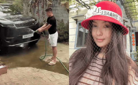 Quang Hải thong dong rửa xe Range Rover hơn 8 tỷ, tưới c&acirc;y ngay trước cổng nh&agrave; bố vợ g&acirc;y ch&uacute; &yacute;- Ảnh 1.