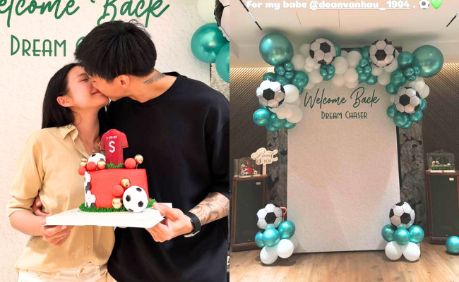 Do&atilde;n Hải My mở tiệc ho&agrave;nh tr&aacute;ng mừng Văn Hậu trở lại đỉnh cao sau 2 năm chấn thương &aacute;c mộng, "kh&oacute;a m&ocirc;i" cực ngọt- Ảnh 1.