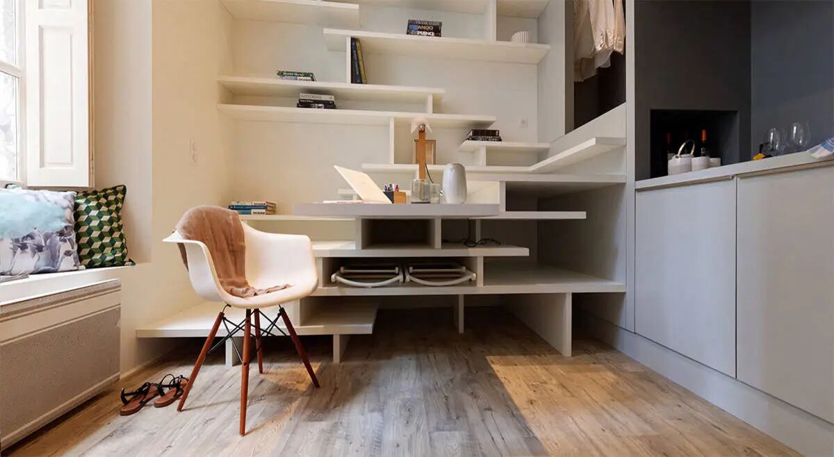 Căn hộ 27m&sup2; cũ n&aacute;t lột x&aacute;c kh&oacute; tin: Nh&eacute;t đủ giường đ&ocirc;i, bếp, b&agrave;n học trong 1 khối nội thất- Ảnh 8.