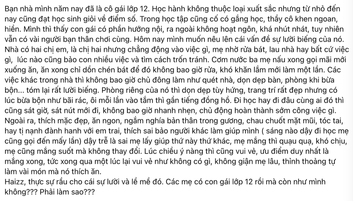 B&agrave; mẹ H&agrave; Nội "b&oacute;c phốt" con g&aacute;i lớp 12, nhiều phụ huynh chỉ ra: Sai lầm của chị l&agrave; lu&ocirc;n miệng n&oacute;i 2 TỪ n&agrave;y!- Ảnh 1.