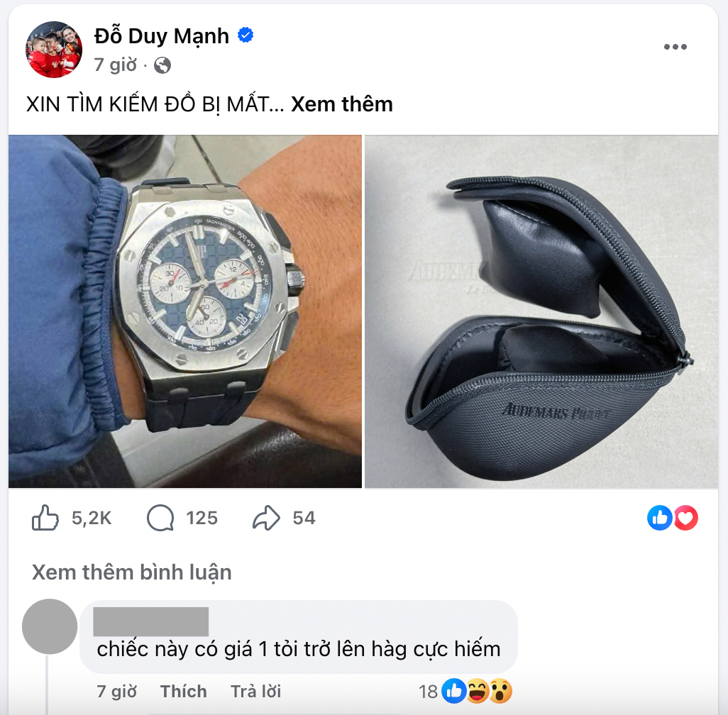 Duy Mạnh bị mất đồng hồ hiệu trị gi&aacute; hơn 1 tỷ đồng - Ảnh 2.