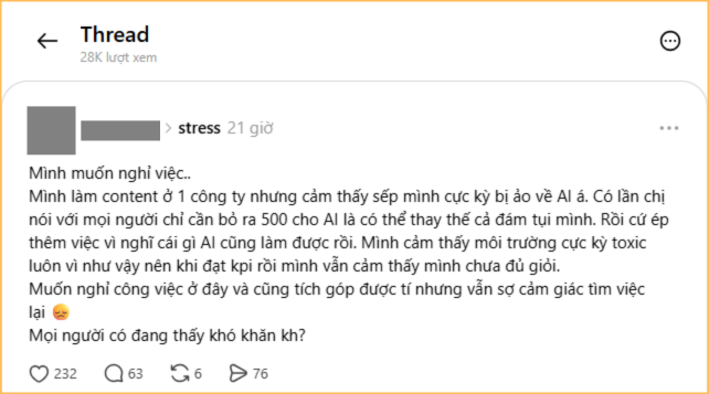 Đi l&agrave;m gặp sếp lạm dụng AI: Gửi g&igrave; sếp cũng quăng cho AI nhận x&eacute;t, c&ograve;n dọa &ldquo;chi 500k cho AI l&agrave; thay thế được cả đ&aacute;m&rdquo;- Ảnh 1.