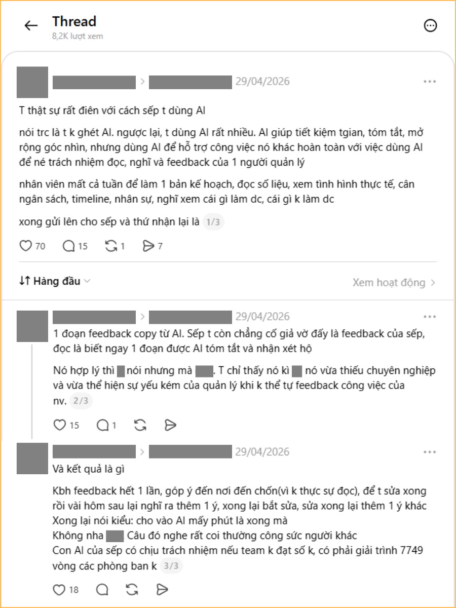 Đi l&agrave;m gặp sếp lạm dụng AI: Gửi g&igrave; sếp cũng quăng cho AI nhận x&eacute;t, c&ograve;n dọa &ldquo;chi 500k cho AI l&agrave; thay thế được cả đ&aacute;m&rdquo;- Ảnh 2.
