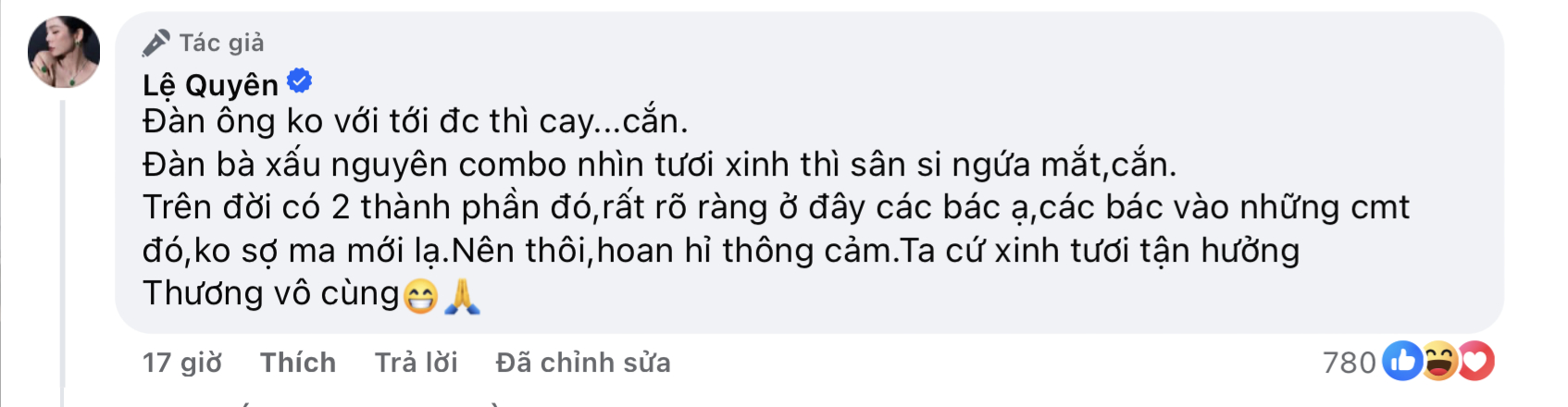 Lệ Quy&ecirc;n lại đ&aacute;p trả th&ocirc; tục- Ảnh 1.