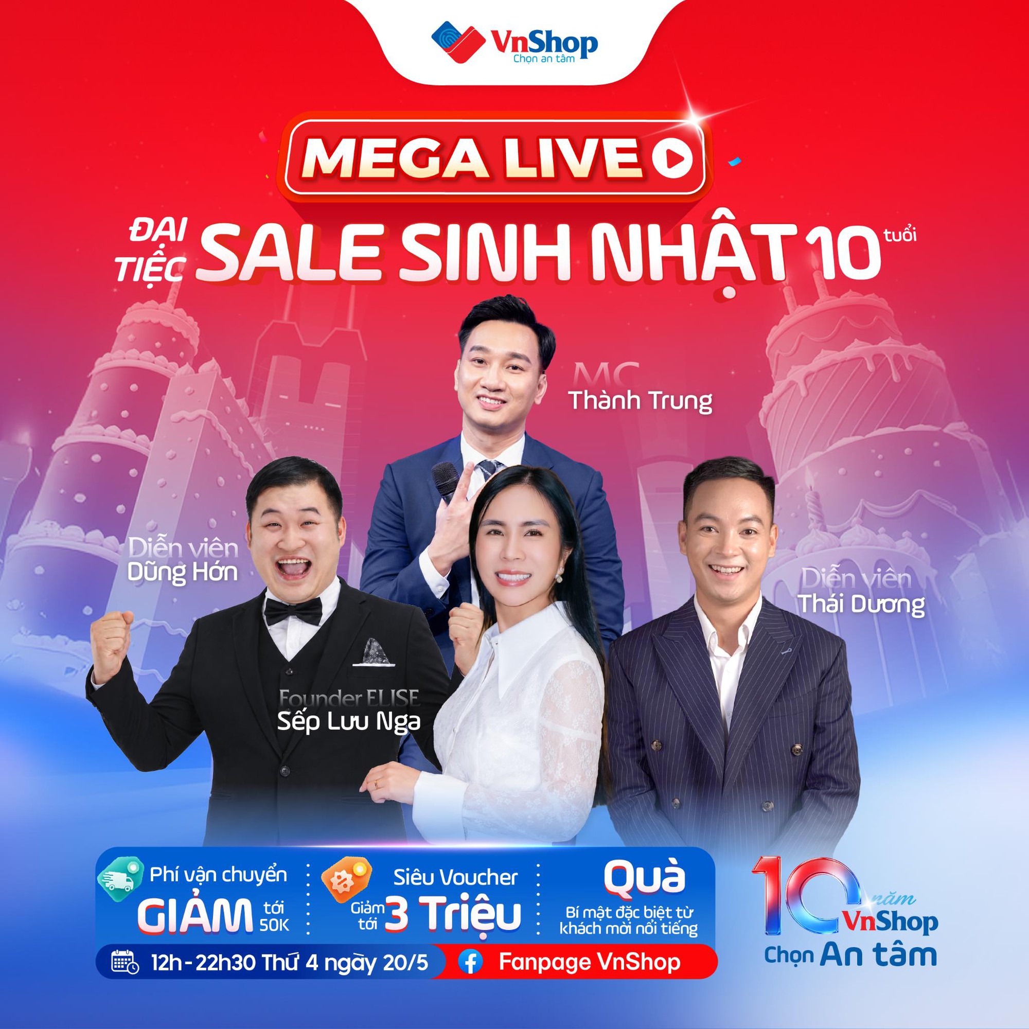 H&ocirc;m nay VnShop mở đại tiệc sinh nhật 10 tuổi: Live li&ecirc;n tục 10 tiếng, loạt thương hiệu tung deal tới 3 triệu đồng - Ảnh 1.