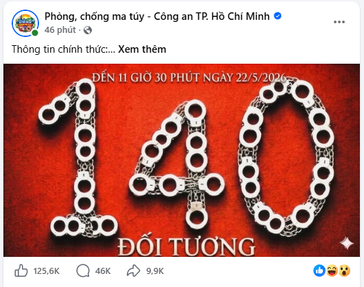 Chuy&ecirc;n &aacute;n g&acirc;y &ldquo;b&atilde;o&rdquo; MXH, fanpage Ph&ograve;ng, chống ma t&uacute;y - C&ocirc;ng an TP.HCM tăng th&ecirc;m 217.000 người theo d&otilde;i- Ảnh 4.