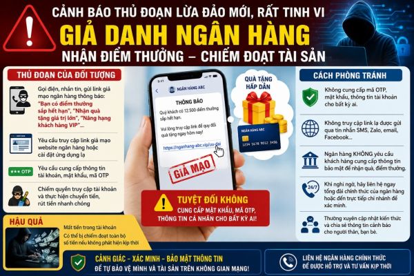 Cảnh b&aacute;o thủ đoạn giả danh nh&acirc;n vi&ecirc;n ng&acirc;n h&agrave;ng th&ocirc;ng b&aacute;o nhận điểm thưởng- Ảnh 1.