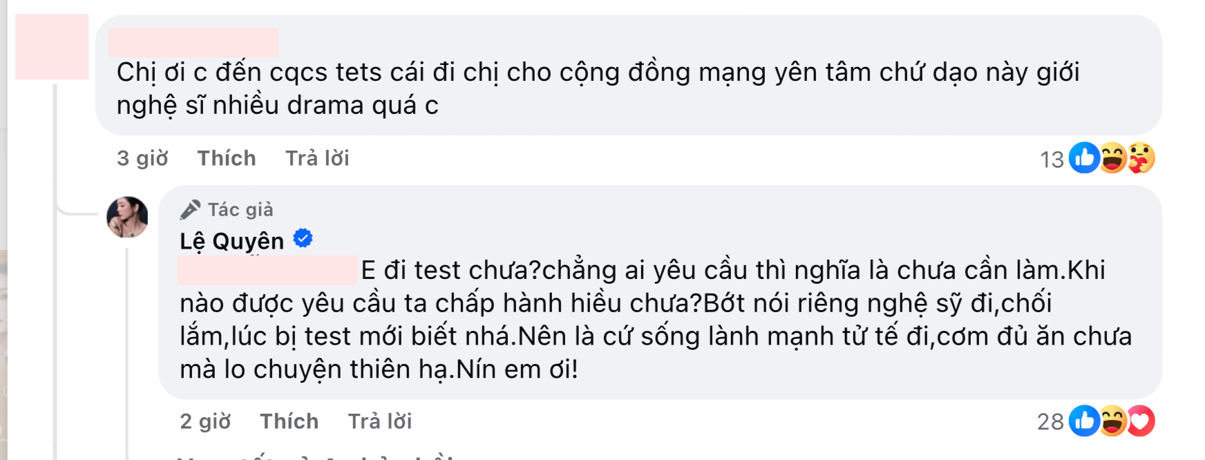 C&acirc;u trả lời của Lệ Quy&ecirc;n khi bị kh&aacute;n giả y&ecirc;u cầu đến cơ quan chức năng kiểm tra chất k&iacute;ch th&iacute;ch- Ảnh 1.