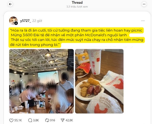 X&ocirc;n xao tiệc cưới bố tr&iacute; như picnic, thực đơn l&agrave; đồ ăn nhanh, kh&aacute;ch mừng cưới 3 triệu bức x&uacute;c: &ldquo;T&ocirc;i thấy m&igrave;nh kh&ocirc;ng được t&ocirc;n trọng&hellip;&rdquo;- Ảnh 1.