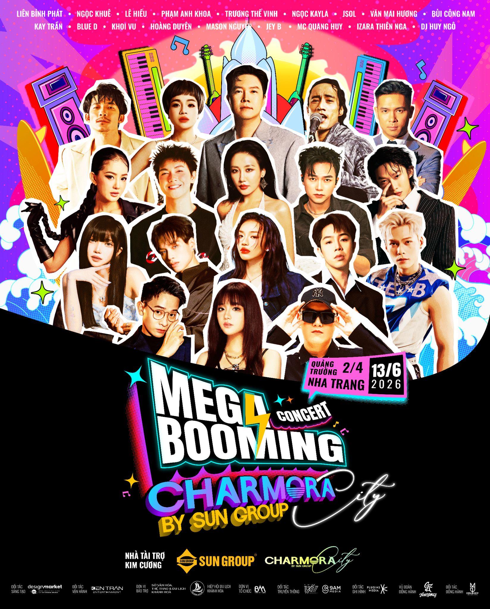 Dàn lineup khủng sẽ đổ bộ đại nhạc hội Mega Booming – Charmora City tại Nha Trang vào ngày 13/6 - Ảnh 1. Dàn lineup khủng sẽ đổ bộ đại nhạc hội Mega Booming – Charmora City tại Nha Trang vào ngày 13/6 - Ảnh 1.