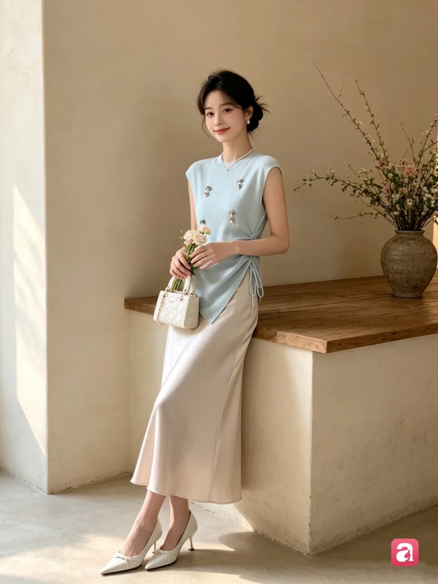 M&ugrave;a h&egrave; năm nay, hội mặc đẹp đều đang m&ecirc; kiểu ch&acirc;n v&aacute;y trắng mềm rũ n&agrave;y- Ảnh 6.