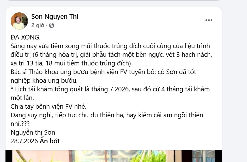 B&agrave; chủ gia tộc Sơn Kim điều trị ung thư- Ảnh 1.