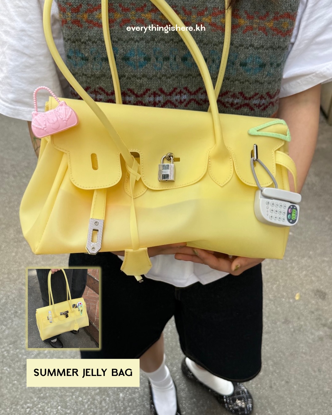 Chiếc "t&uacute;i thạch" đang khiến hội g&aacute;i xinh mặc đẹp ph&aacute;t sốt: Kiểu d&aacute;ng giống Herm&egrave;s Birkin nhưng gi&aacute; chỉ gần 2 triệu đồng- Ảnh 4.