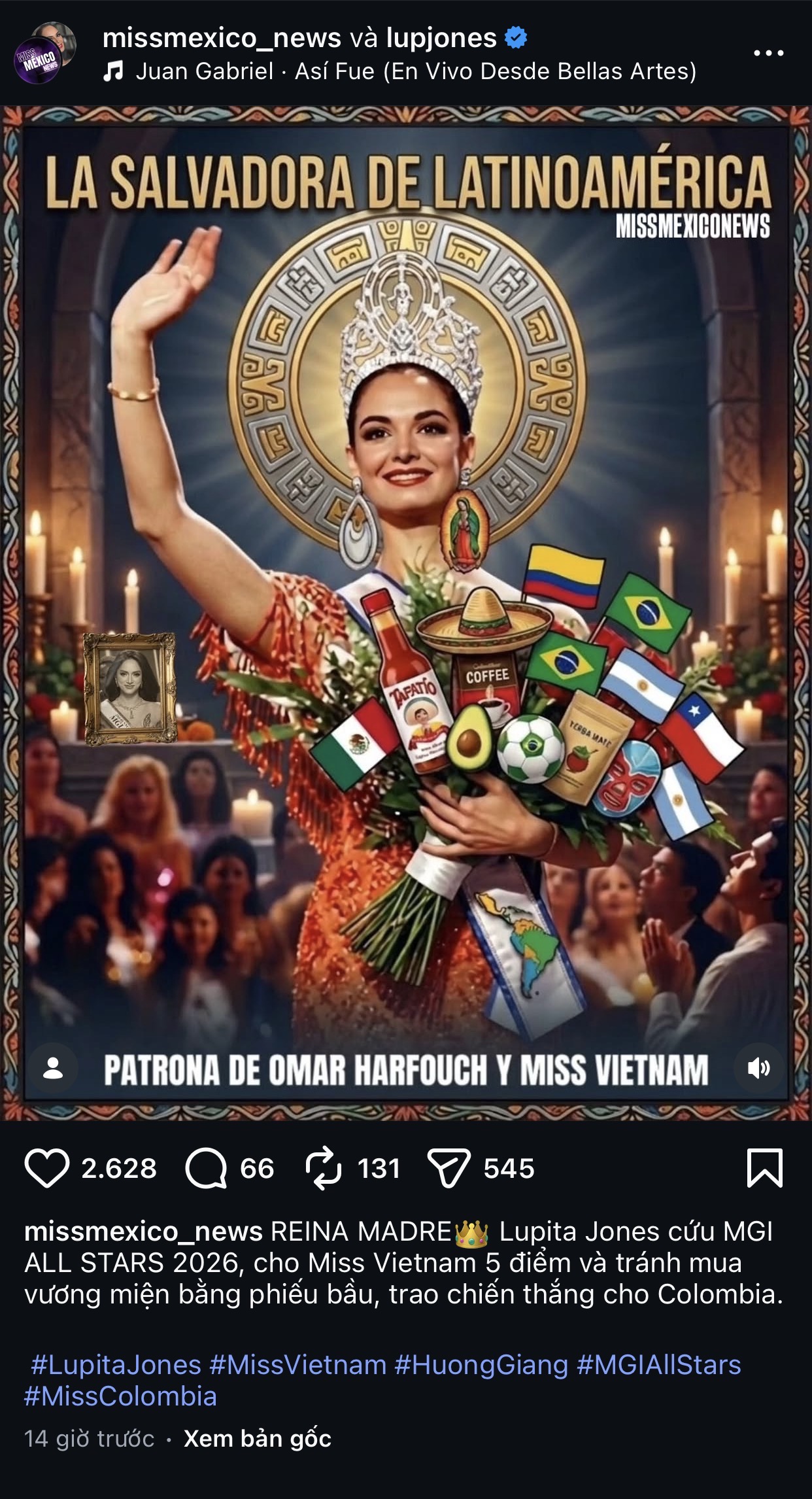 Phẫn nộ nhất MXH l&uacute;c n&agrave;y: Gi&aacute;m khảo Lupita đăng ảnh chế như h&igrave;nh thờ Hương Giang, đ&aacute;p trả drama 5 điểm ở chung kết Miss Grand- Ảnh 3.