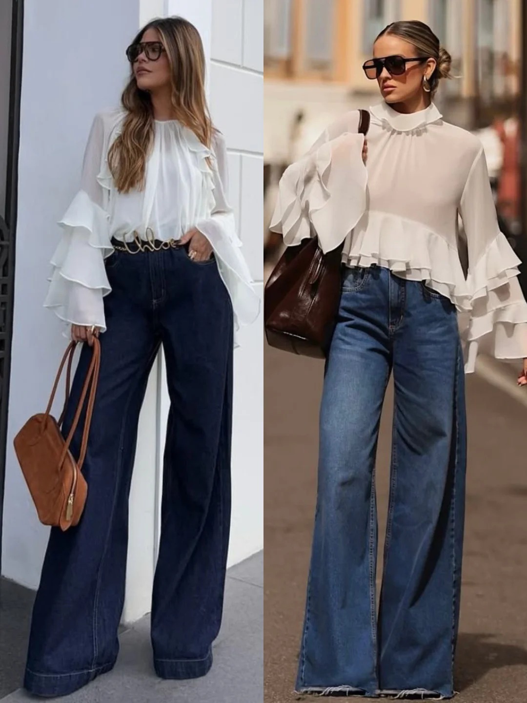 Sơ mi trắng và quần jeans, công thức mặc đẹp kinh điển chuẩn phong cách Pháp.
