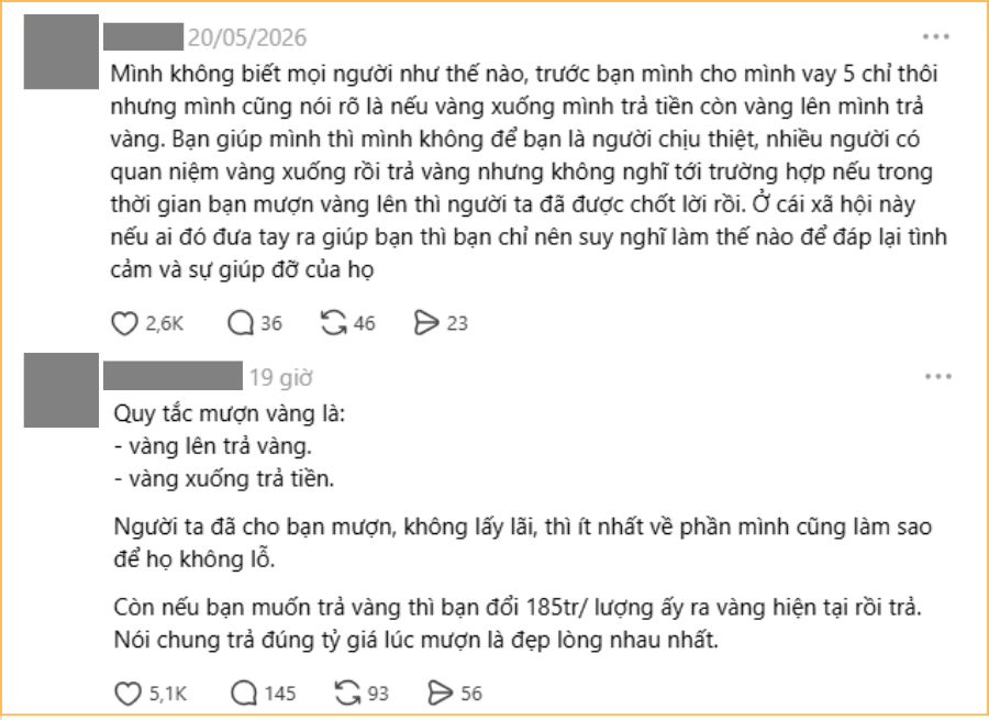 Vay 4 c&acirc;y v&agrave;ng l&uacute;c gi&aacute; v&agrave;ng 190 triệu, giờ v&agrave;ng giảm muốn trả v&agrave;ng lại bị n&oacute;i kh&ocirc;ng biết điều?- Ảnh 5.