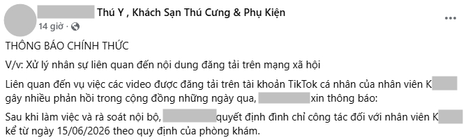 B&aacute;c sĩ th&uacute; y ở TP.HCM bị cho nghỉ việc sau vụ việc g&acirc;y phẫn nộ- Ảnh 2.