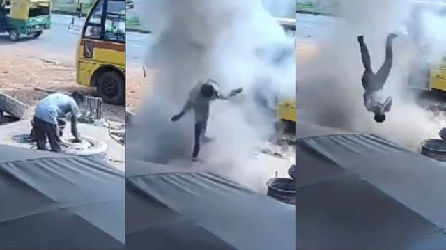 Lốp xe ph&aacute;t nổ như bom, thanh ni&ecirc;n 19 tuổi bị hất văng l&ecirc;n kh&ocirc;ng trung: Camera ghi lại khoảnh khắc g&acirc;y sốc- Ảnh 1.