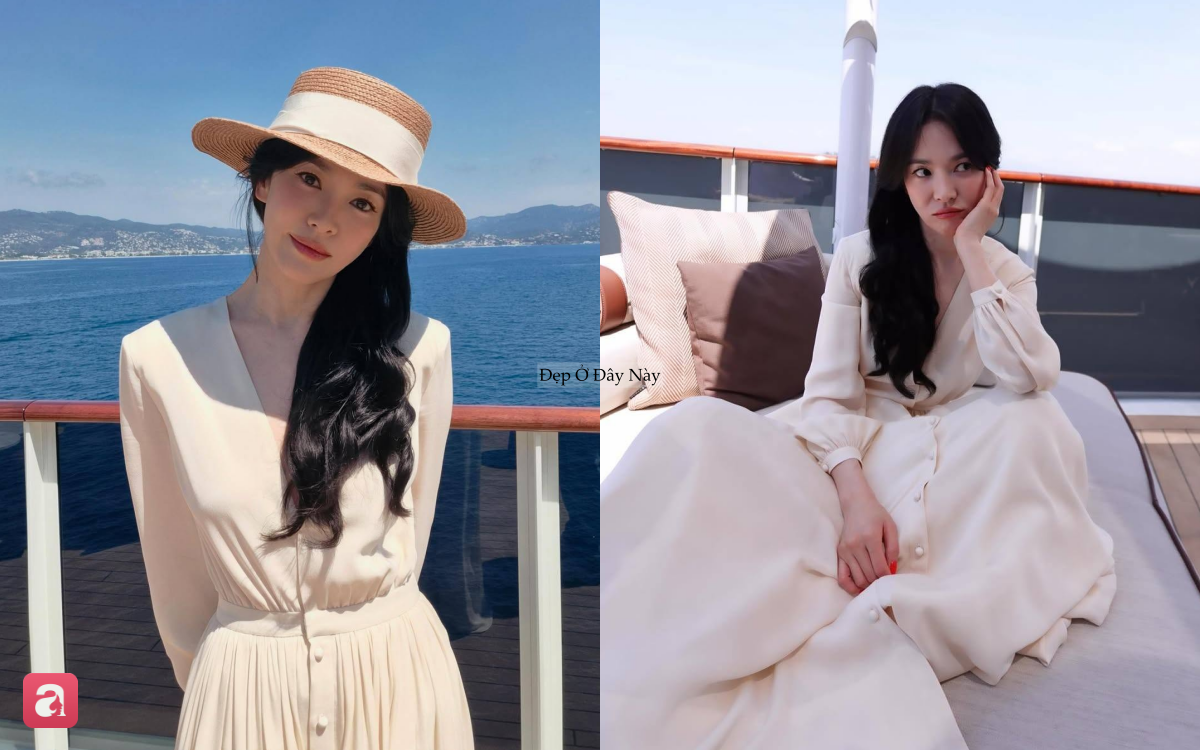 Song Hye Kyo vừa gợi cảm vừa thanh lịch với kiểu đầm "cứ giơ m&aacute;y l&ecirc;n l&agrave; c&oacute; ảnh đẹp" - Ảnh 2.