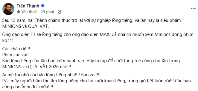 Quyết định của Trấn Th&agrave;nh khiến MXH b&ugrave;ng nổ "tới số chuyến n&agrave;y"- Ảnh 1.