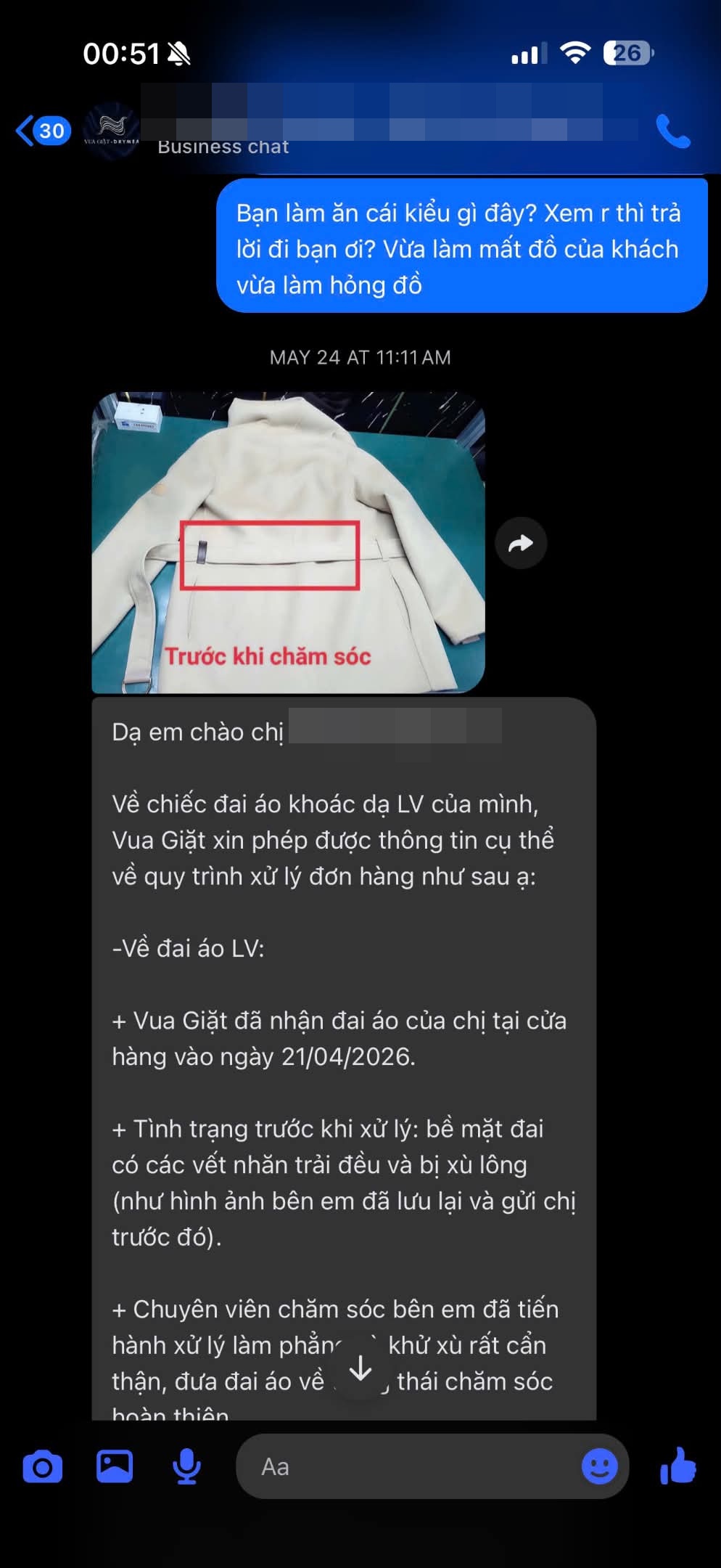 Drama kh&aacute;ch tố tiệm giặt H&agrave; Nội l&agrave;m mất 2 &aacute;o hiệu 60 triệu, &aacute;o kho&aacute;c LV 150 triệu cũng gặp sự cố thảm thương- Ảnh 13.