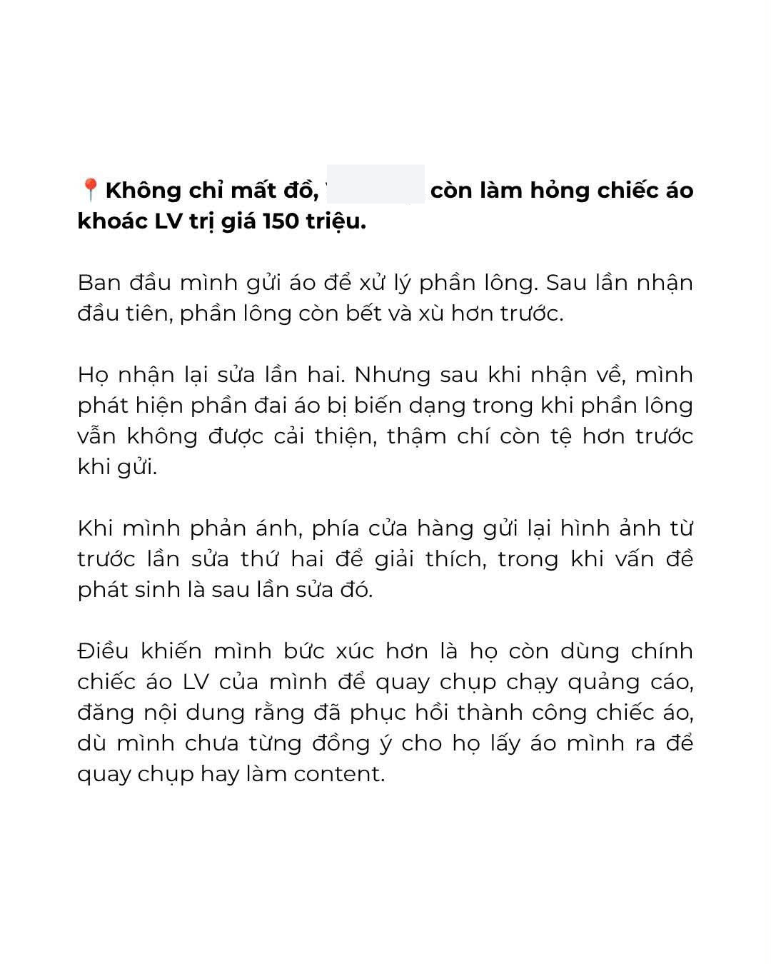 Drama kh&aacute;ch tố tiệm giặt H&agrave; Nội l&agrave;m mất 2 &aacute;o hiệu 60 triệu, &aacute;o kho&aacute;c LV 150 triệu cũng gặp sự cố thảm thương- Ảnh 8.