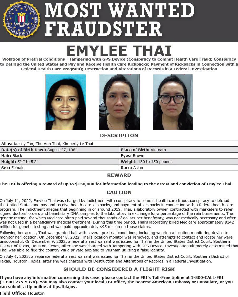 FBI treo thưởng gần 3,9 tỷ đồng truy bắt Emylee Thai, nghi đang lẩn trốn tại Việt Nam- Ảnh 1.
