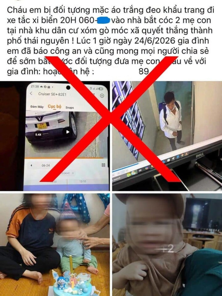 C&ocirc;ng an b&aacute;c tin đồn hai mẹ con bị bắt c&oacute;c ở Th&aacute;i Nguy&ecirc;n- Ảnh 1.