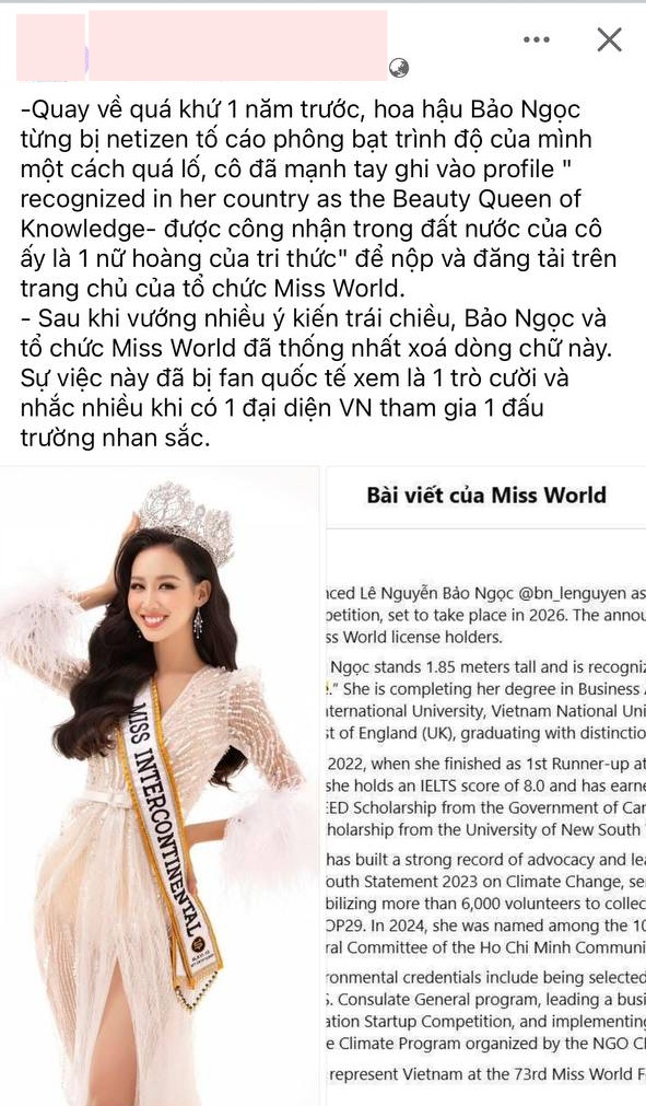 X&ocirc;n xao tin đồn về động th&aacute;i của Miss World giữa ồn &agrave;o Bảo Ngọc "ph&ocirc;ng bạt"- Ảnh 1.