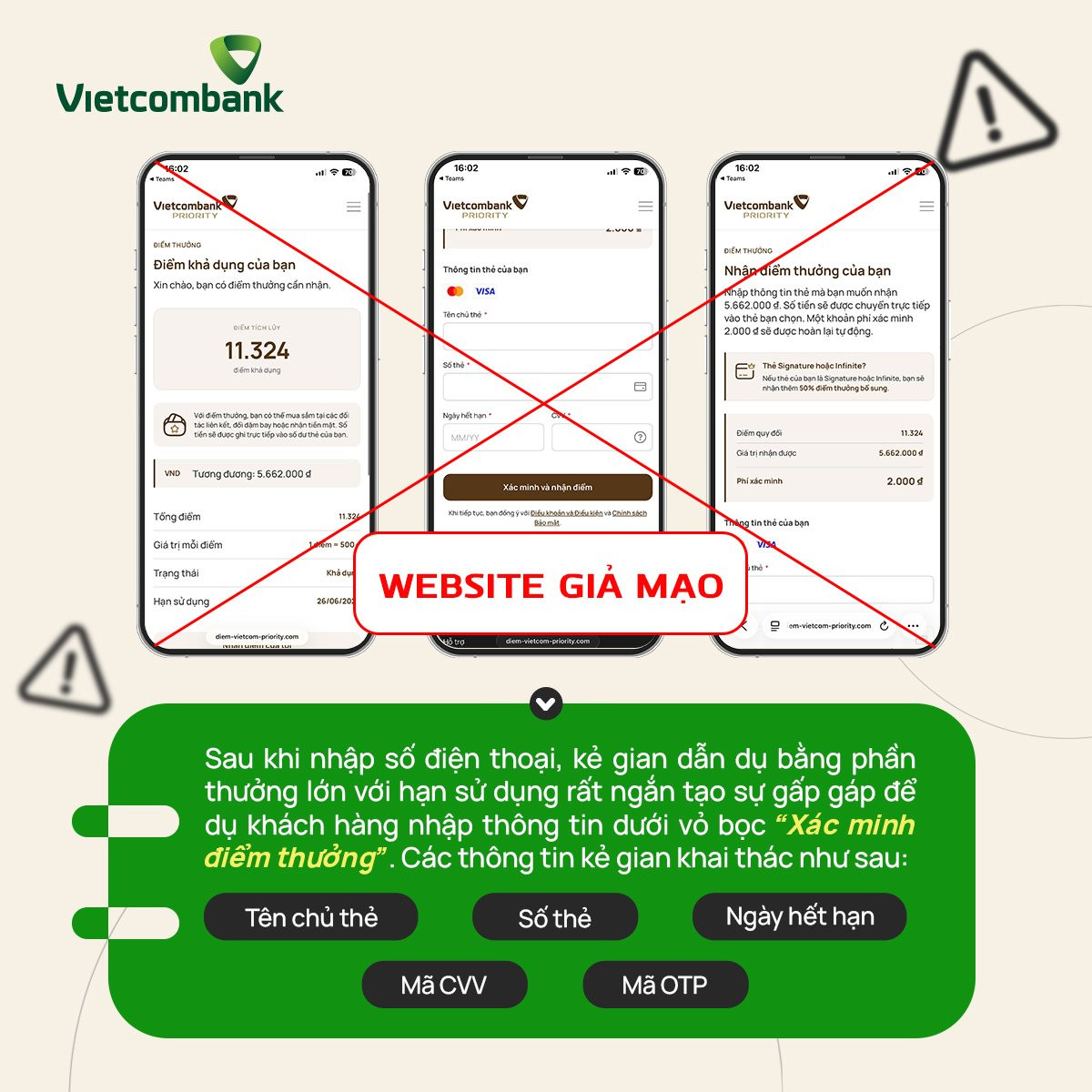 Vietcombank cảnh b&aacute;o: Kh&aacute;ch h&agrave;ng c&oacute; thể mất sạch tiền trong thẻ nếu l&agrave;m theo tin nhắn n&agrave;y- Ảnh 2.