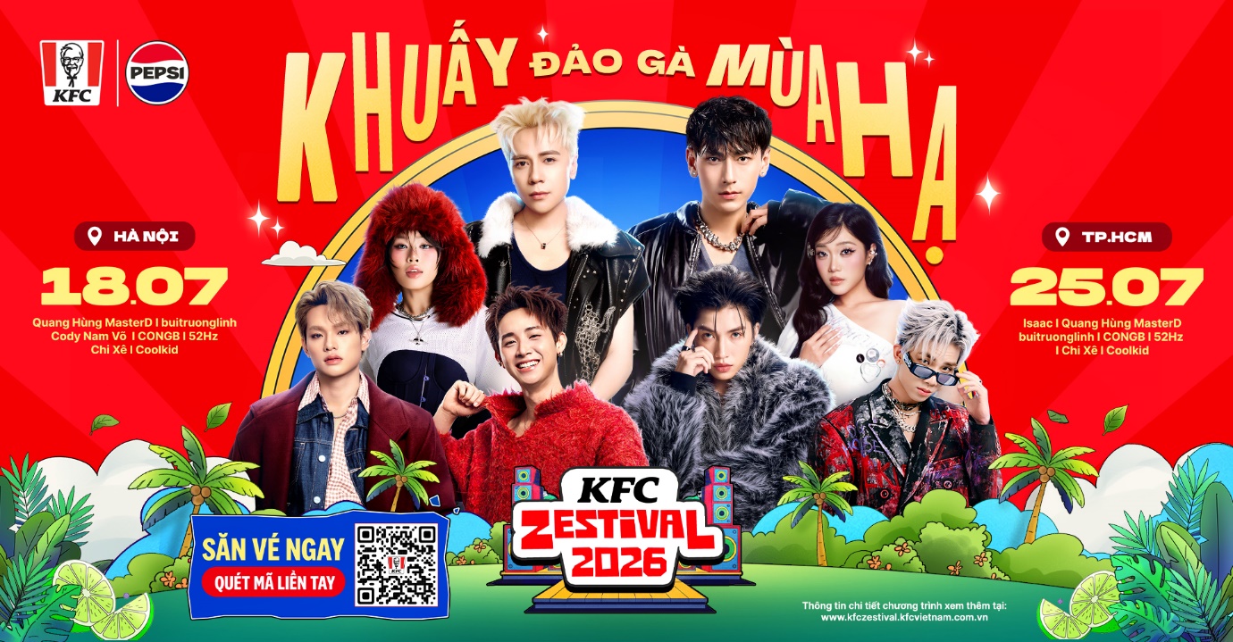 KFC Việt Nam &ldquo;chi&ecirc;u đ&atilde;i&rdquo; fan m&ugrave;a h&egrave; bằng KFC Zestival 2026 c&ugrave;ng loạt trải nghiệm b&ugrave;ng nổ - Ảnh 1.
