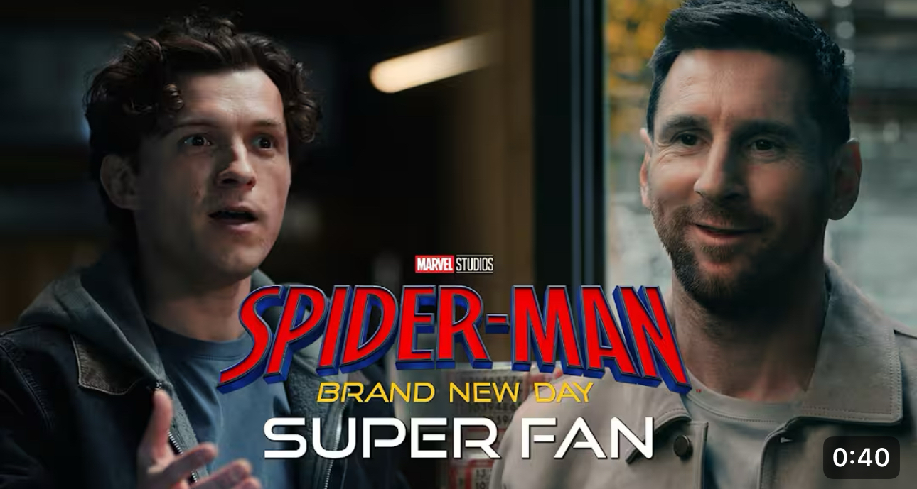 "Cú nổ" truyền thông: Messi bất ngờ xuất hiện trong trailer Spider-Man, bay giữa toà nhà chọc trời và vẫn không chịu nói tiếng Anh- Ảnh 1.