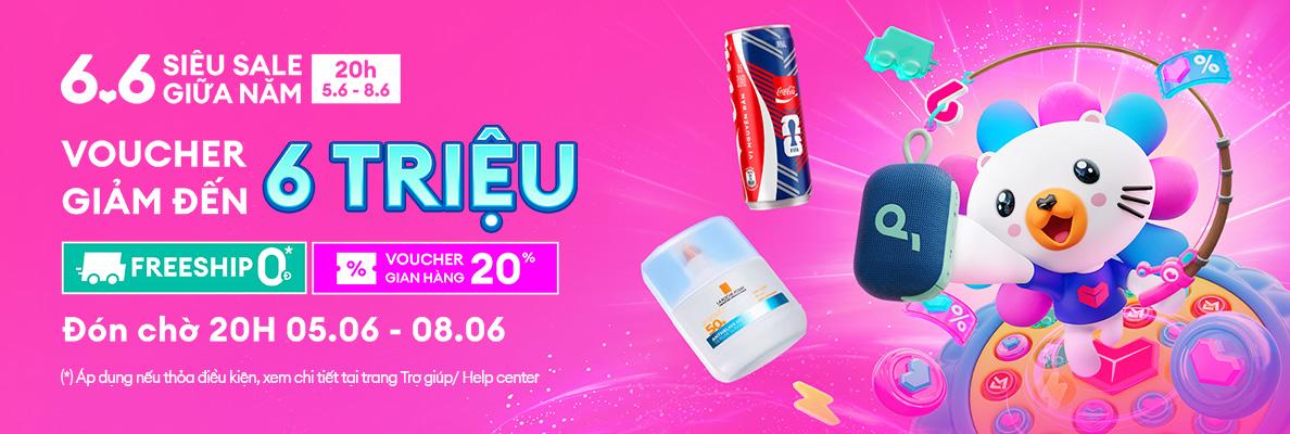 Si&ecirc;u Sale 6.6 đổ bộ tại Lazada: Voucher tới 6 triệu, hơn 10.000 shop ch&iacute;nh h&atilde;ng quốc tế, deal giảm s&acirc;u tới 50% - Ảnh 1.