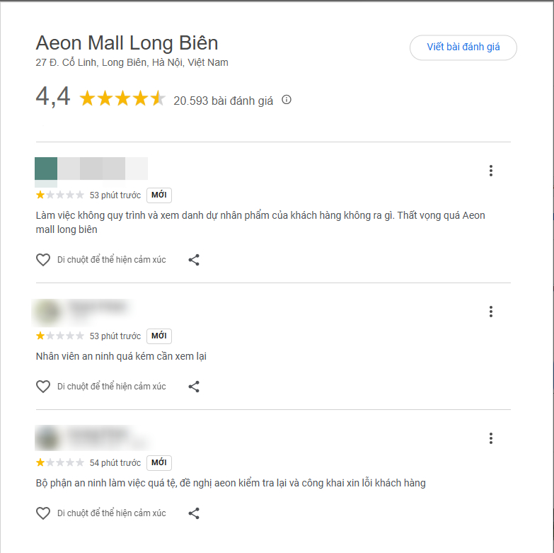 Chưa đầy 24h, AEON Mall Long Bi&ecirc;n nhận h&agrave;ng loạt đ&aacute;nh gi&aacute; 1 sao: Chuyện g&igrave; đang xảy ra?- Ảnh 2.