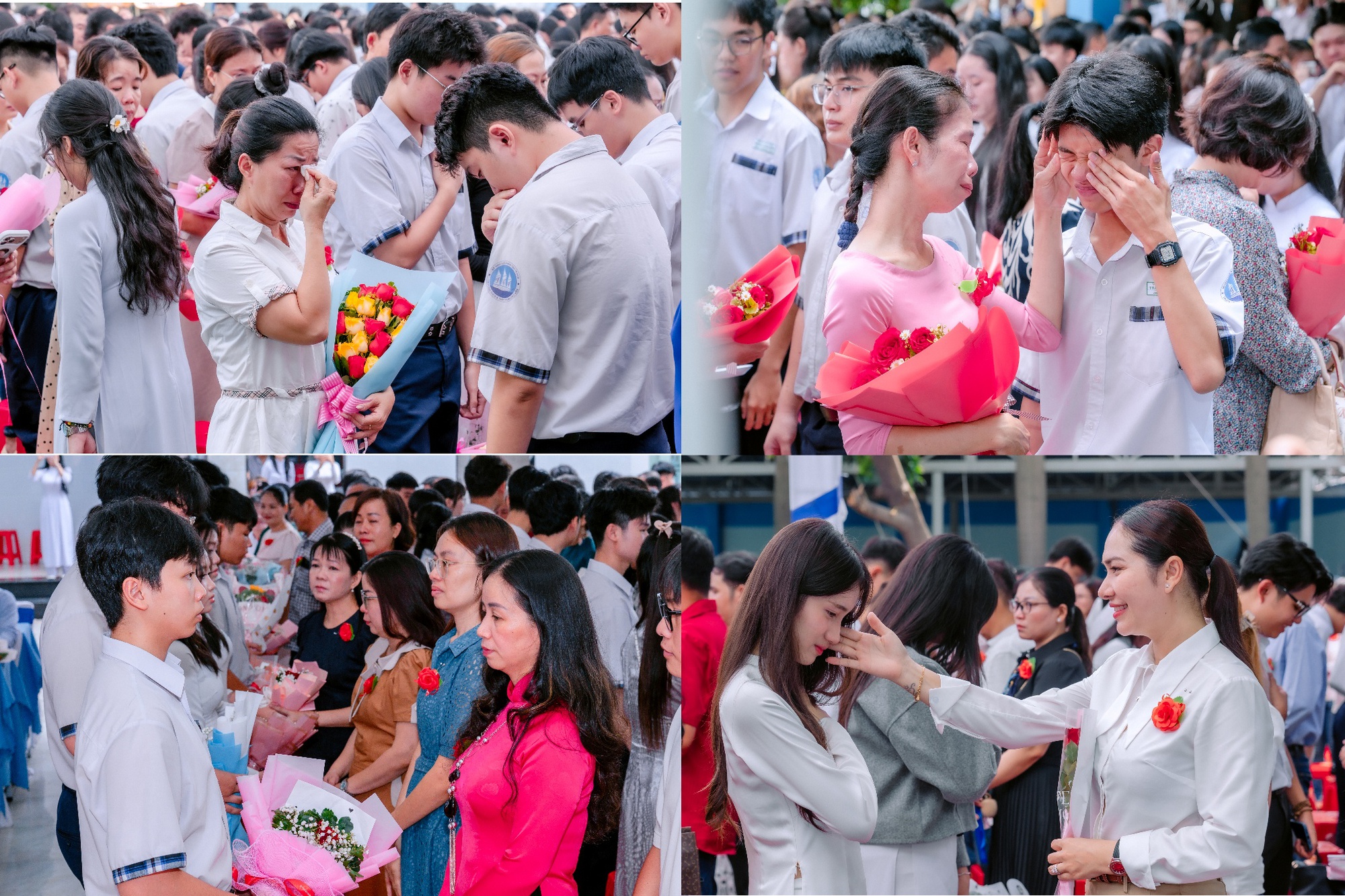 Khoảnh khắc ôm cha mẹ khóc đầy xúc động của học sinh Trần Cao Vân trong lễ Tri ân và Trưởng thành - Ảnh 1. Khoảnh khắc ôm cha mẹ khóc đầy xúc động của học sinh Trần Cao Vân trong lễ Tri ân và Trưởng thành - Ảnh 1.