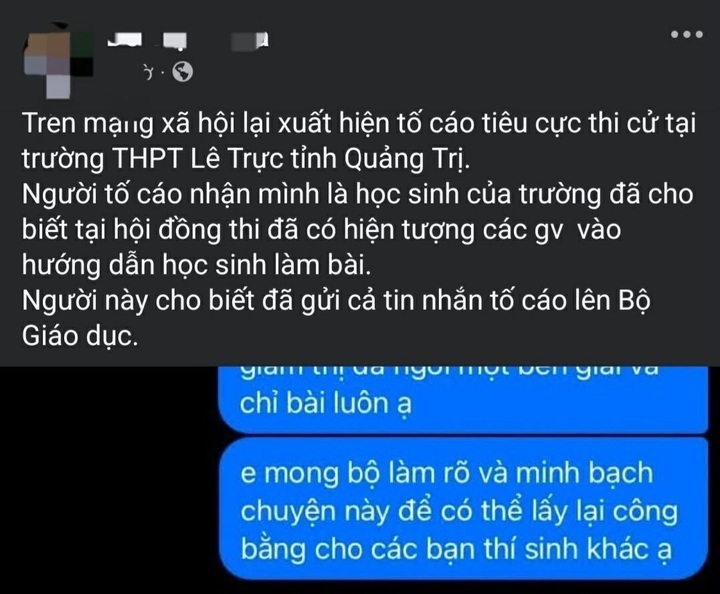 Nghi vấn ti&ecirc;u cực tại điểm thi ở Quảng Trị: UBND tỉnh chỉ đạo n&oacute;ng- Ảnh 2.