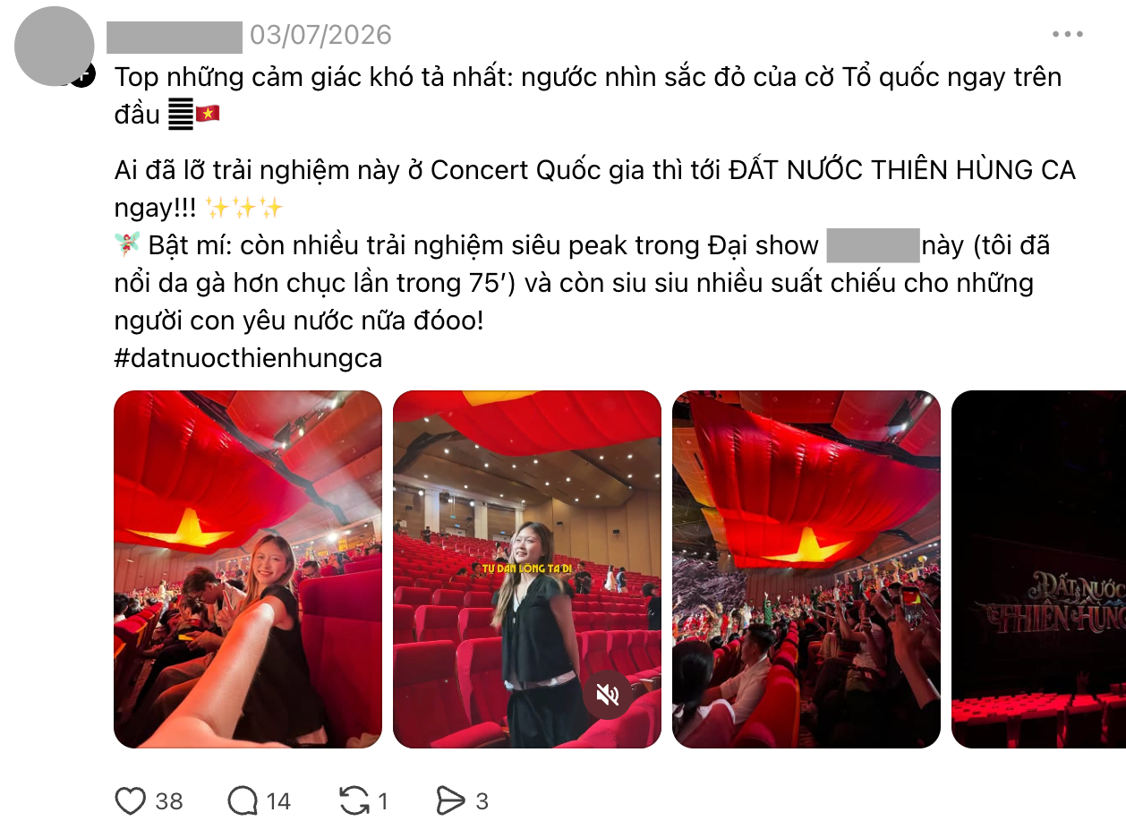 Khoảnh khắc l&aacute; Quốc kỳ k&eacute;o l&ecirc;n ở show diễn Đất Nước Thi&ecirc;n H&ugrave;ng Ca đang viral: V&igrave; sao nhiều người xem xong đều nổi da g&agrave;? - Ảnh 4.