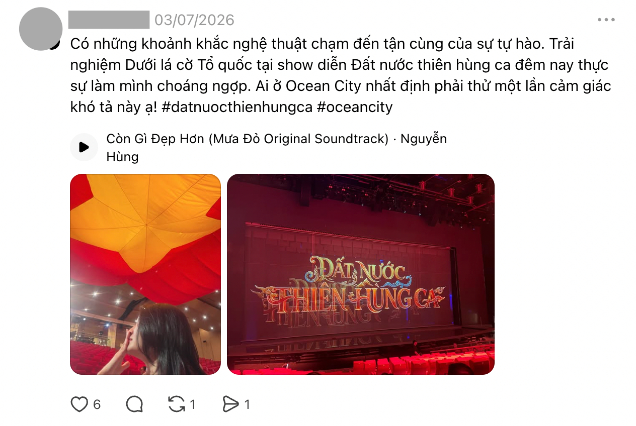 Khoảnh khắc l&aacute; Quốc kỳ k&eacute;o l&ecirc;n ở show diễn Đất Nước Thi&ecirc;n H&ugrave;ng Ca đang viral: V&igrave; sao nhiều người xem xong đều nổi da g&agrave;? - Ảnh 3.