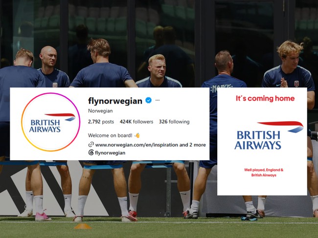 H&atilde;ng h&agrave;ng kh&ocirc;ng Na Uy đổi logo sang British Airways sau khi đội tuyển quốc gia thua Anh tại World Cup- Ảnh 3.