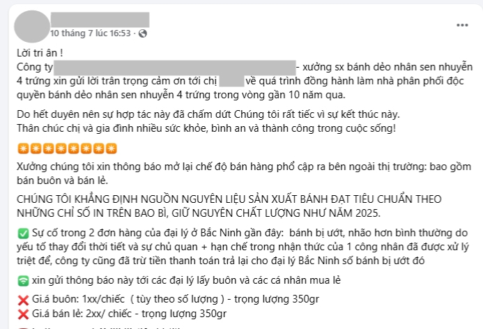 Xưởng c&ocirc;ng khai gi&aacute; sỉ &ldquo;b&aacute;nh dẻo 4 trứng&rdquo; khi dừng hợp t&aacute;c sau gần 10 năm, chị g&aacute;i b&aacute;n online &ldquo;phốt&rdquo; mối cũ: Netizen tranh c&atilde;i- Ảnh 2.