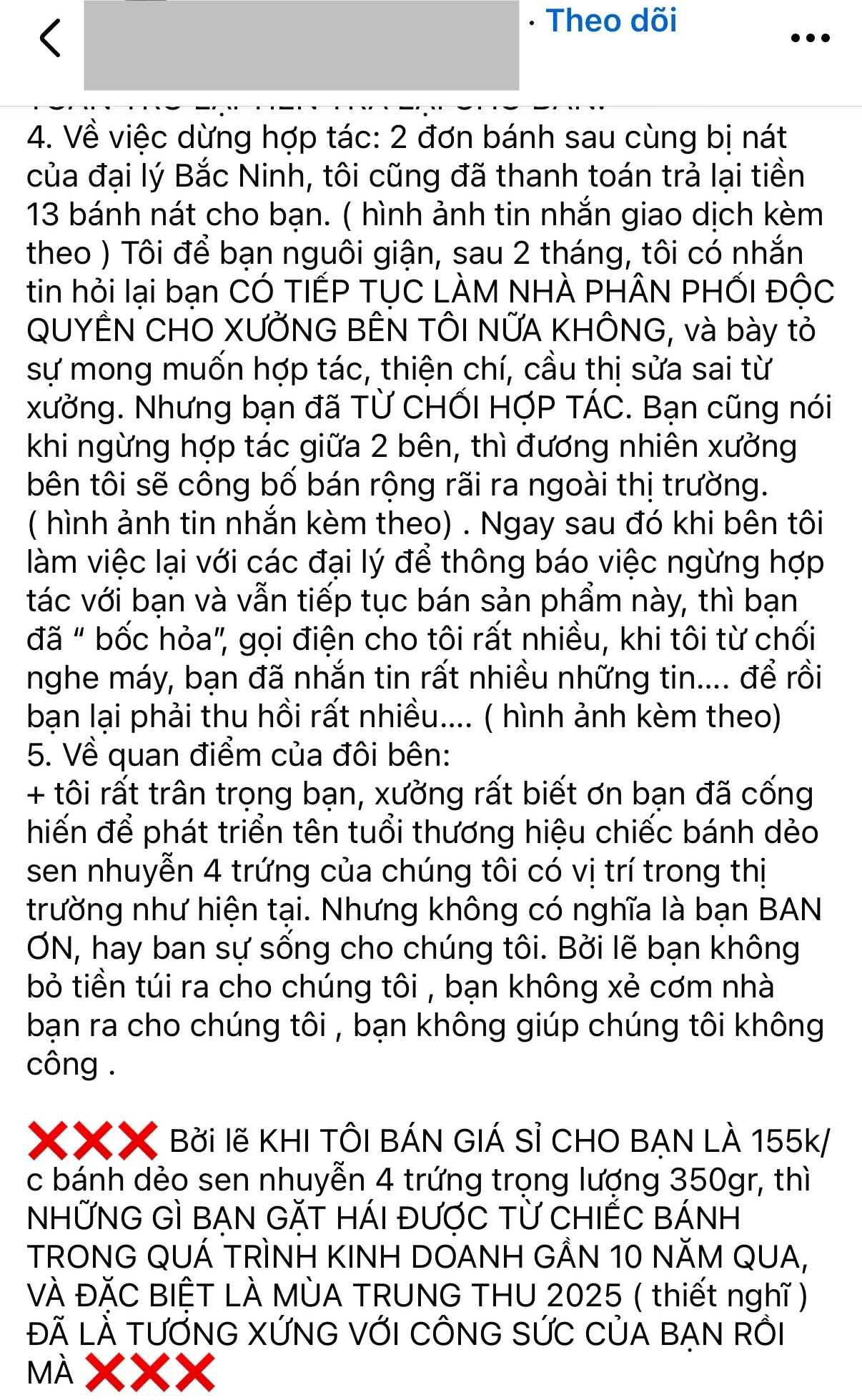 Xưởng c&ocirc;ng khai gi&aacute; sỉ &ldquo;b&aacute;nh dẻo 4 trứng&rdquo; khi dừng hợp t&aacute;c sau gần 10 năm, chị g&aacute;i b&aacute;n online &ldquo;phốt&rdquo; mối cũ: Netizen tranh c&atilde;i- Ảnh 3.