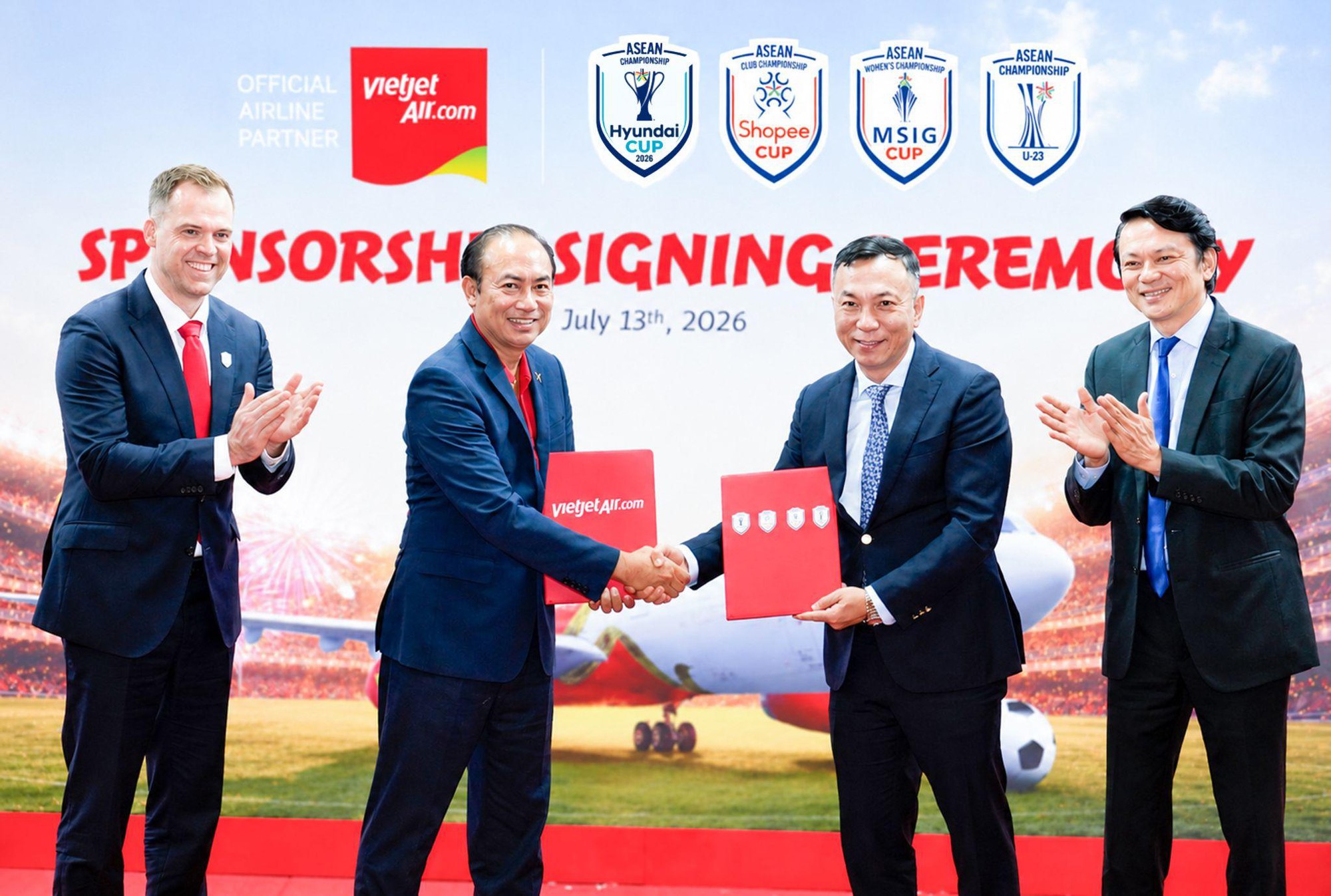 Vietjet v&agrave; Ng&acirc;n h&agrave;ng số Vikki trở th&agrave;nh đơn vị đồng h&agrave;nh c&ugrave;ng ASEAN United FC - Ảnh 1.